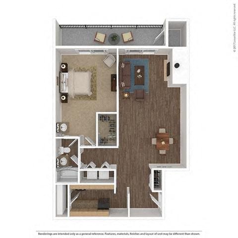 1 Bed, 1 Bath, 921 sq. ft. A2